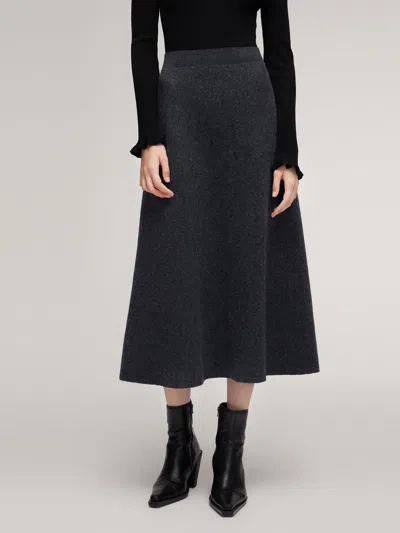 Goelia 100% Wool A-line Women Flared Skirt In Gray
