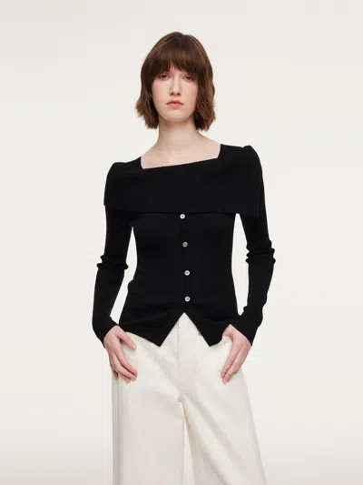 Goelia 100% Wool Boat Neck Women Knit Top In Multi