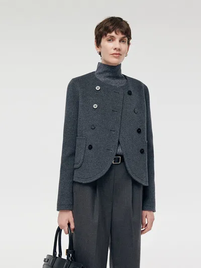 Goelia 100% Wool Boxy Women Crop Jacket In Gray