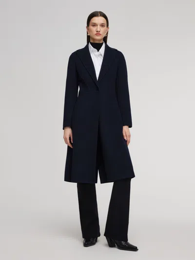 Goelia 100% Wool Double-faced Gathered Waist Women Overcoat In Multi