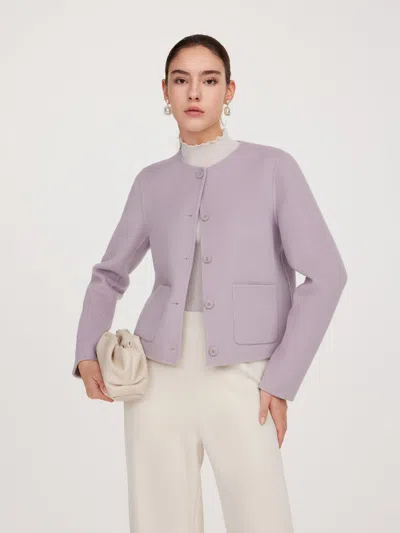 Goelia 100% Wool Double-faced Women Cropped Jacket In Purple