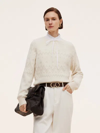 Goelia 100% Wool Jacquard Women Sweater In Animal Print