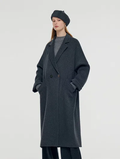 Goelia 100% Wool Longline Unisex Overcoat In Multi