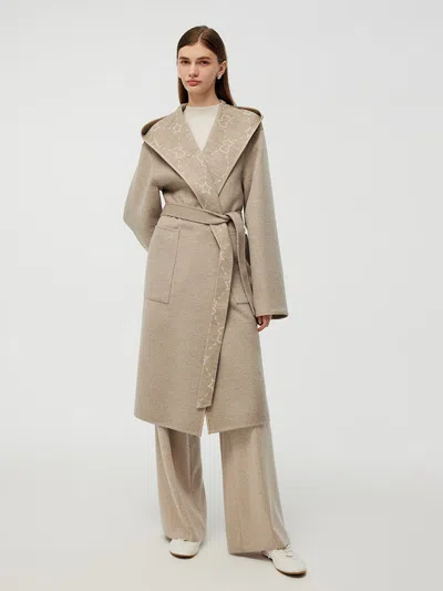 Goelia 100% Wool Reversible Hooded Women Overcoat In Brown