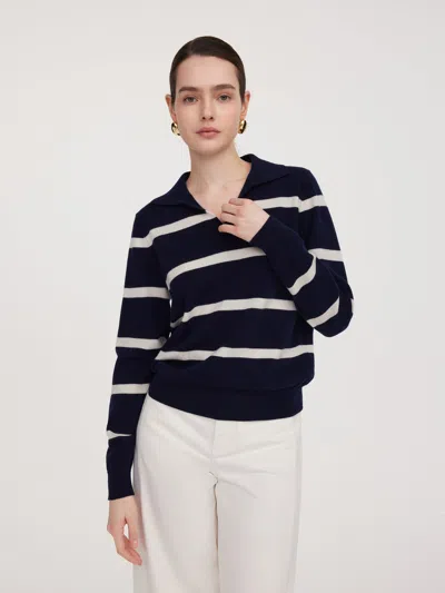 Goelia 100% Wool Stripe Women Polo Sweater In Multi