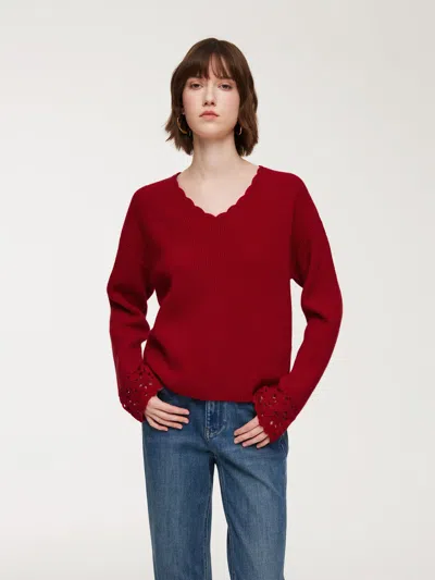 Goelia 100% Wool V-neck Women Sweater In Animal Print