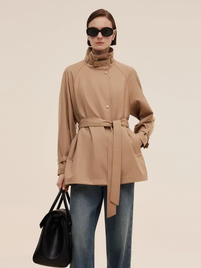 Goelia 100% Worsted Wool Women Trench Coat In Multi