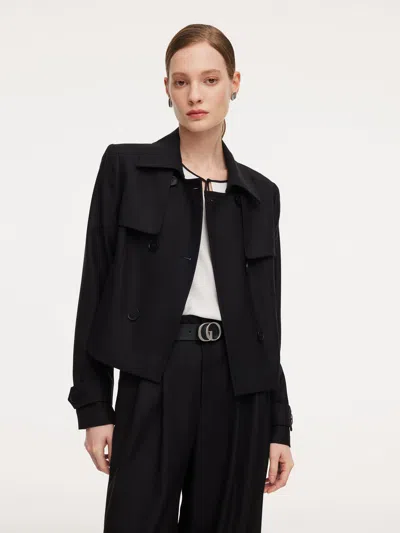 Goelia 100% Worsted Wool Women Trench Jacket In Multi