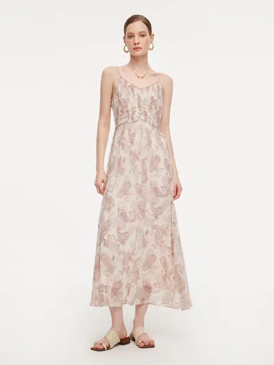 Goelia 10mm Mulberry Silk Paisley Print Women Strap Maxi Dress In Multi