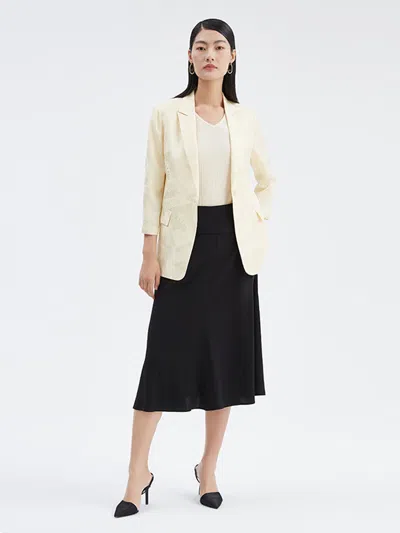 Goelia 16 Momme Jacquard Silk Women Blazer In Yellow