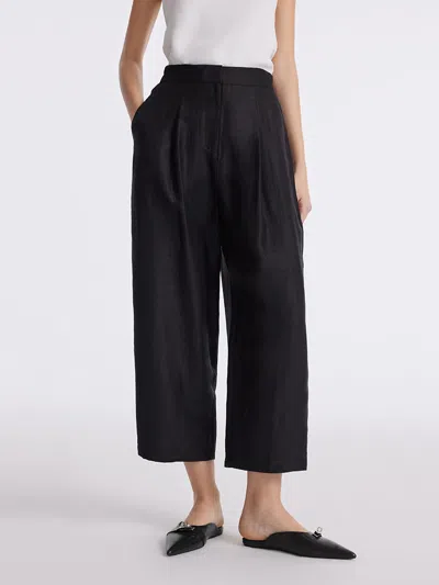 Goelia 16 Momme Xiang Yun Silk Wide Leg Women Pants In Black