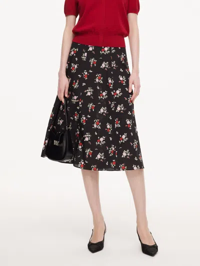 Goelia 16mm Mulberry Silk Floral Print Women Skirt In Multi