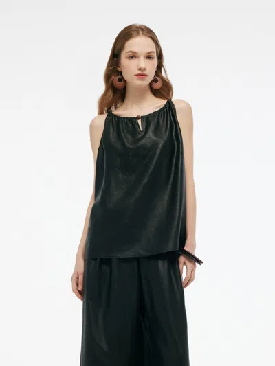 Goelia 16mm Xiang Yun Silk Bead Strap Women Camisole In Black