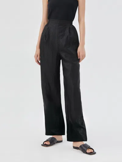 Goelia 18 Momme Xiang Yun Silk Ankle Banded Pants For Women In Black