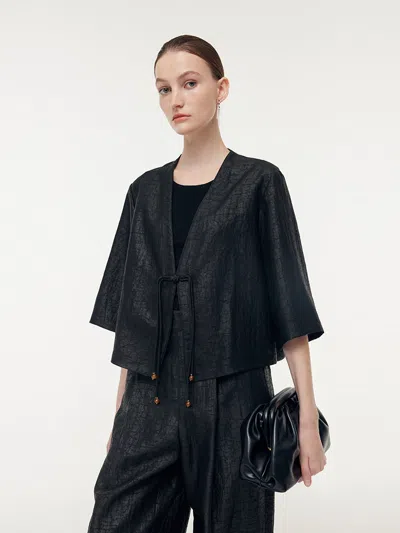 Goelia 18 Momme Xiang Yun Silk Mandarin Button Women Crop Jacket In Multi