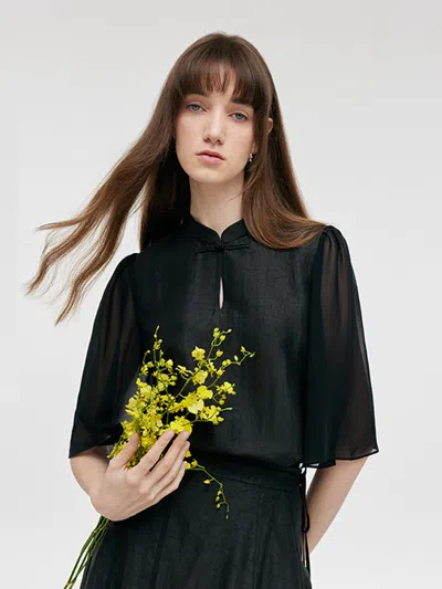 Goelia 18 Momme Xiang Yun Silk New Chinese-style Women Shirt In Multi