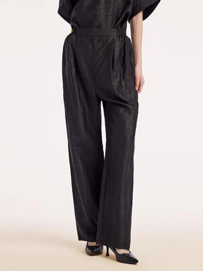 Goelia 18 Momme Xiang Yun Silk Straight Pants In Black
