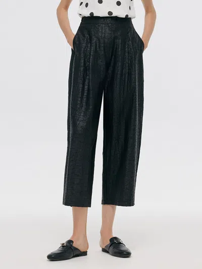 Goelia 18 Momme Xiang Yun Silk Unisex Pants In Black