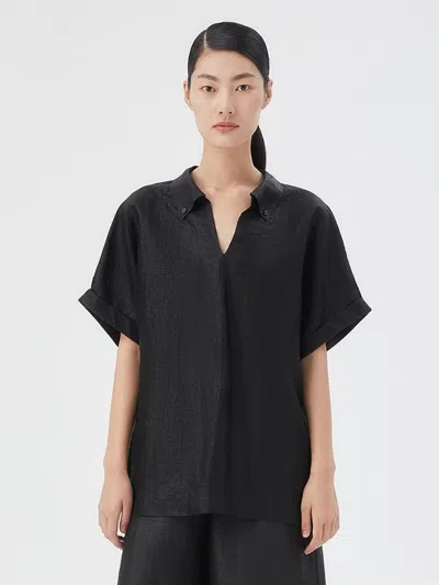 Goelia 18 Momme Xiang Yun Silk Women Shirt In Black