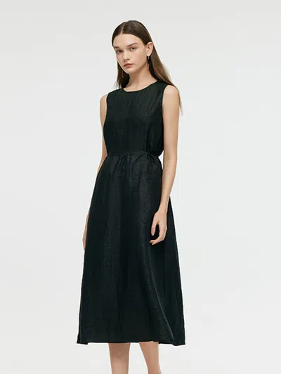 Goelia 18 Momme Xiang Yun Silk Women Vest Midi Dress In Black