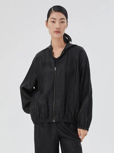 Goelia 18 Momme Xiang Yun Silk Zippered Women Jacket In Black