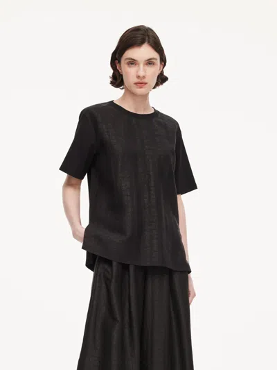 Goelia 18mm Gambiered Canton Gauze Unisex Patchwork T-shirt In Black