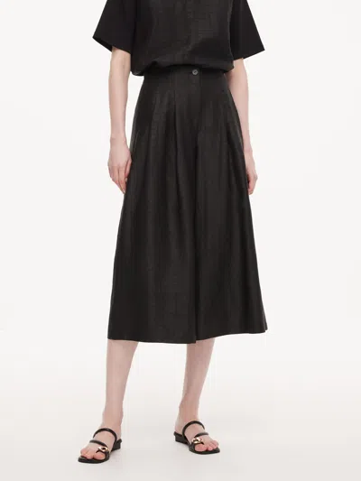 Goelia 18mm Gambiered Canton Gauze Women High-waisted Culottes In Black