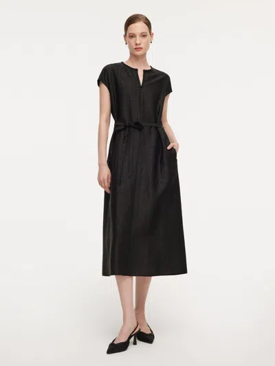 Goelia 18mm Gambiered Canton Gauze Women Self-tie Belt Maxi Dress In Multi