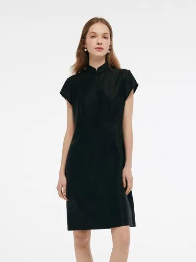 Goelia 18mm Xiang Yun Silk Women Qipao Mini Dress In Black