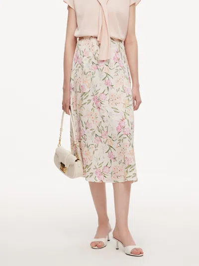 Goelia 19mm Mulberry Silk Floral Print Women Skirt In Multi