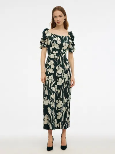 Goelia 19mm Mulberry Silk Women Floral Print Maxi Dress In Multi