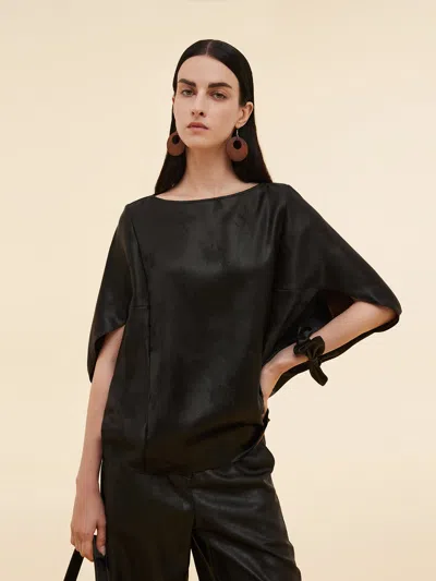 Goelia 19mm Xiang Yun Silk Jacquard Boat Neck Women Cape Blouse In Multi