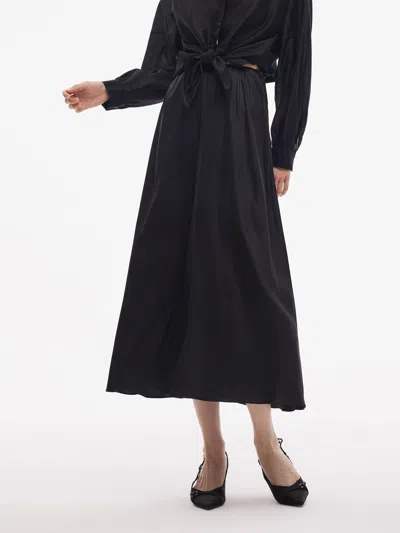 Goelia 19mm Xiang Yun Silk Women Elastic Waist Skirt In Black
