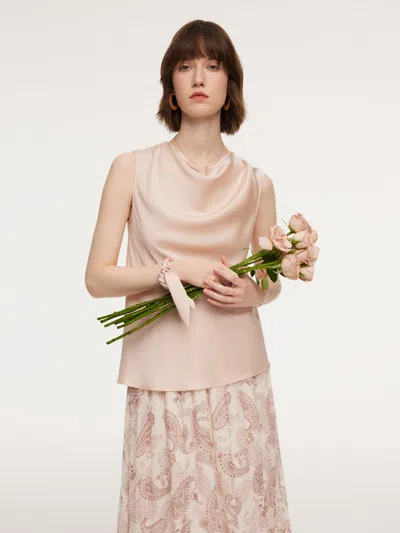 Goelia 22mm Mulberry Silk Cowl Neck Women Tank Top In Neutral