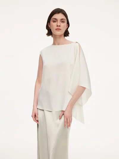 Goelia 22mm Mulberry Silk Women Asymmetric Draped Blouse In Neutral