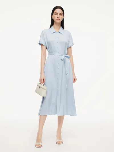Goelia 22mm Mulberry Silk Women Maxi Shirt Dress In Blue