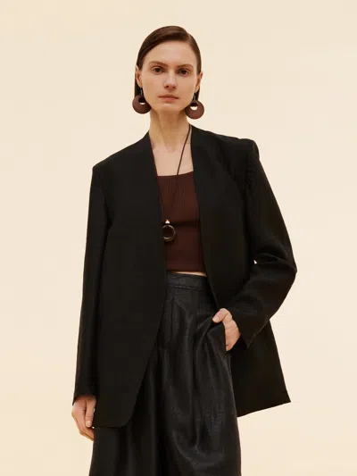 Goelia 22mm Xiang Yun Silk Unisex Collarless Blazer In Multi