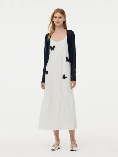Goelia Acetate 3d Butterfly Maxi Dress And Cardigan Two-piece Set In White