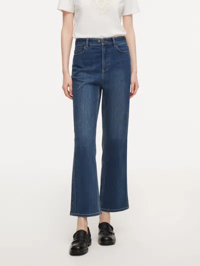 Goelia Acetate Blend Denim Adjustable Waist Women Ankle-length Jeans In Blue