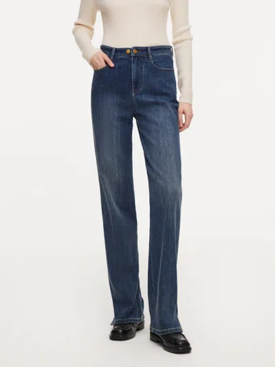 Goelia Acetate Blend Denim Micro-flared Women Jeans In Blue