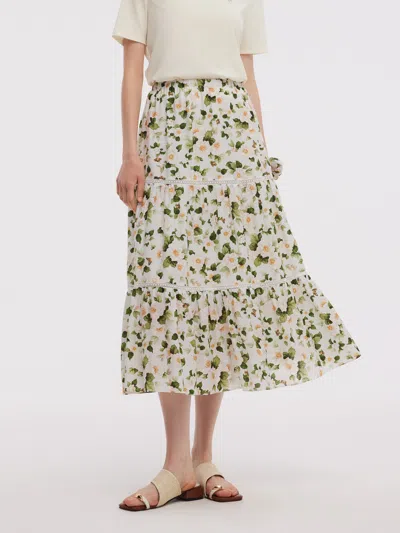 Goelia Acetate Blend Floral Print Women Tiered Skirt In Multi