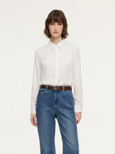 Goelia Acetate Blend H-line Women Shirt In White