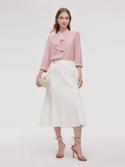 Goelia Acetate Blend Ruffle Blouse And Mermaid Skirt Two-piece Set In White