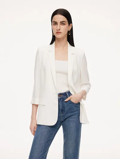 Goelia Acetate Blend Slim Fit Women Blazer In White