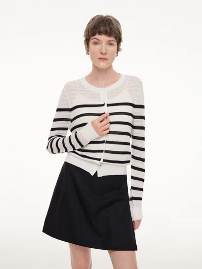 Goelia Acetate Cotton Blend Stripe Women Cardigan In Multi