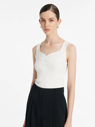 Goelia Acetate Knitted Ruched Women Vest In White