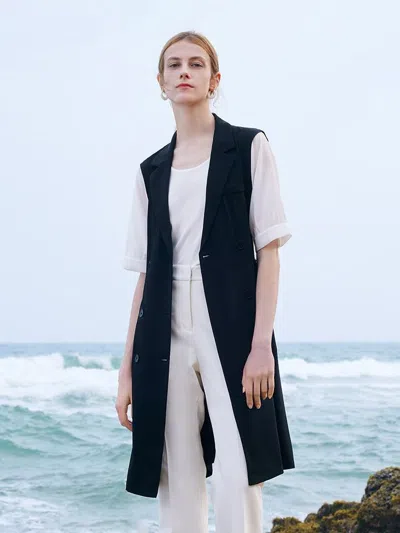 Goelia Acetate Notched Lapel Double-breasted Mini Dress In Black