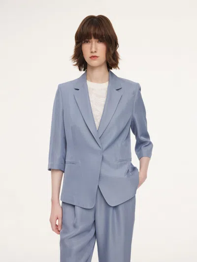 Goelia Acetate Tencel Linen Blend Women Blazer In Blue