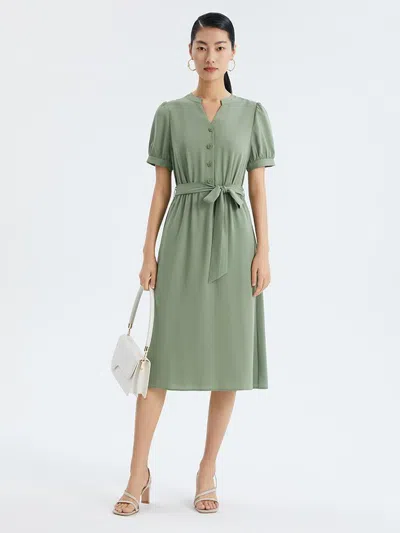 Goelia Acetate Waist Dress With Belt In Multi