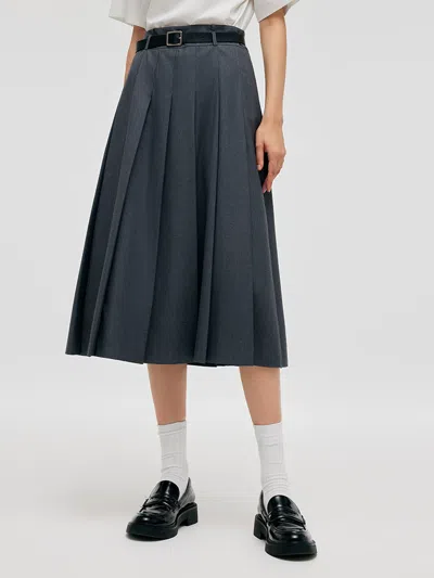 Goelia A-line Women Pleated Skirt With Belt In Multi